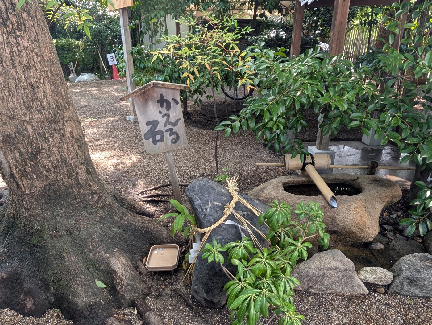 かえる石。茶臼山稲荷の足元にある