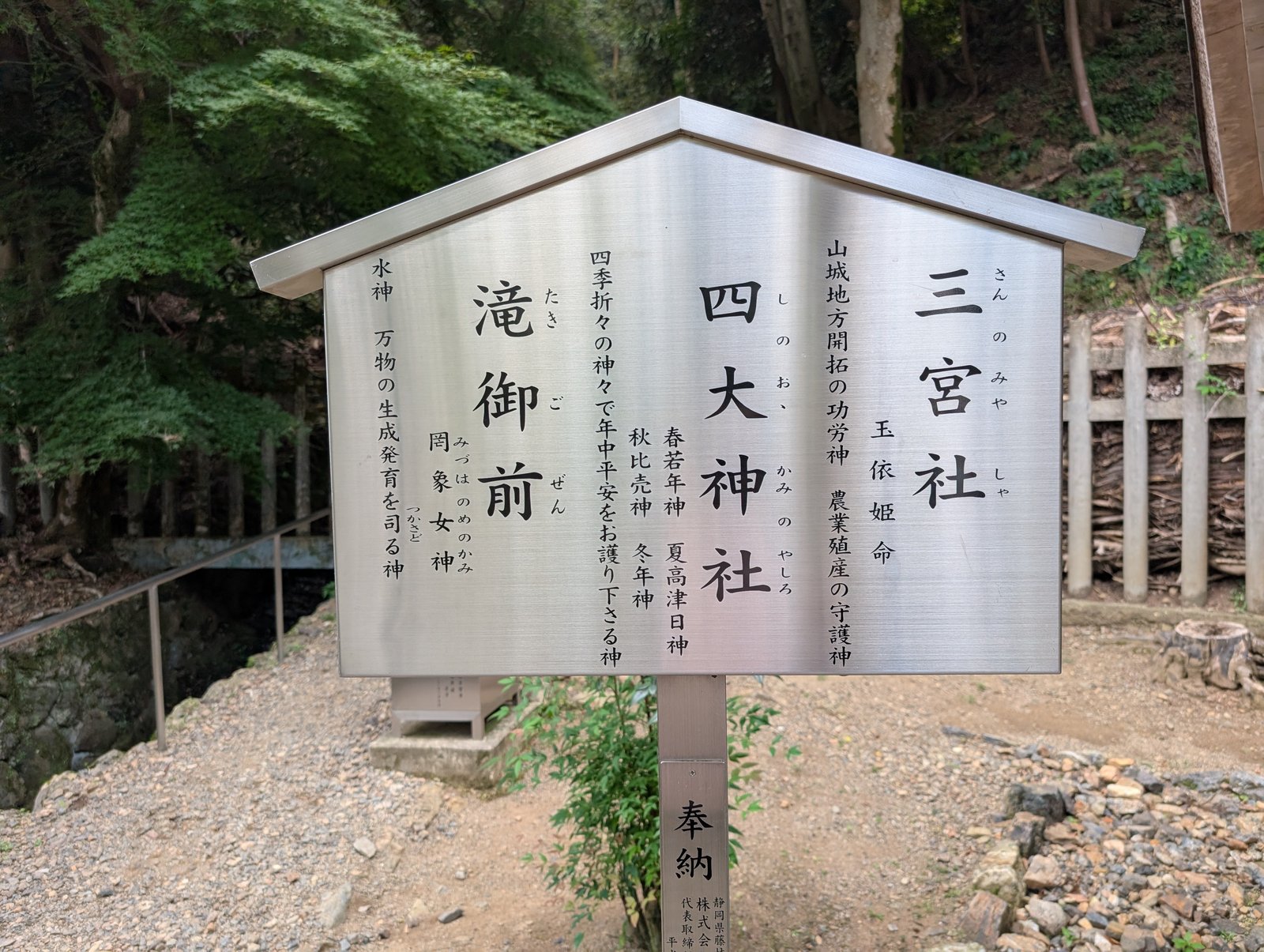 三宮社・四大神社・滝御前の説明板