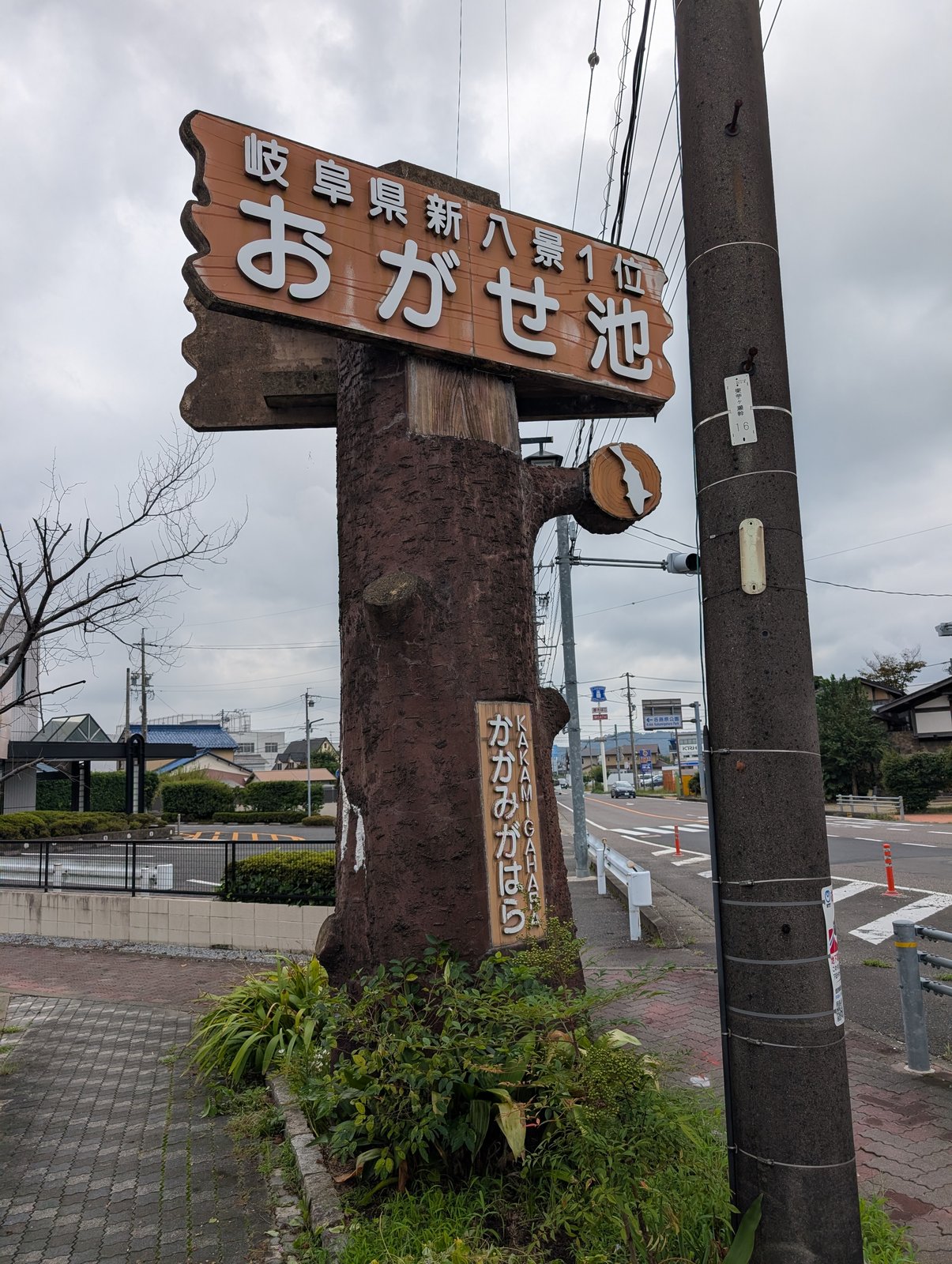 道路沿いの看板「岐阜県新八景1位 おがせ池」