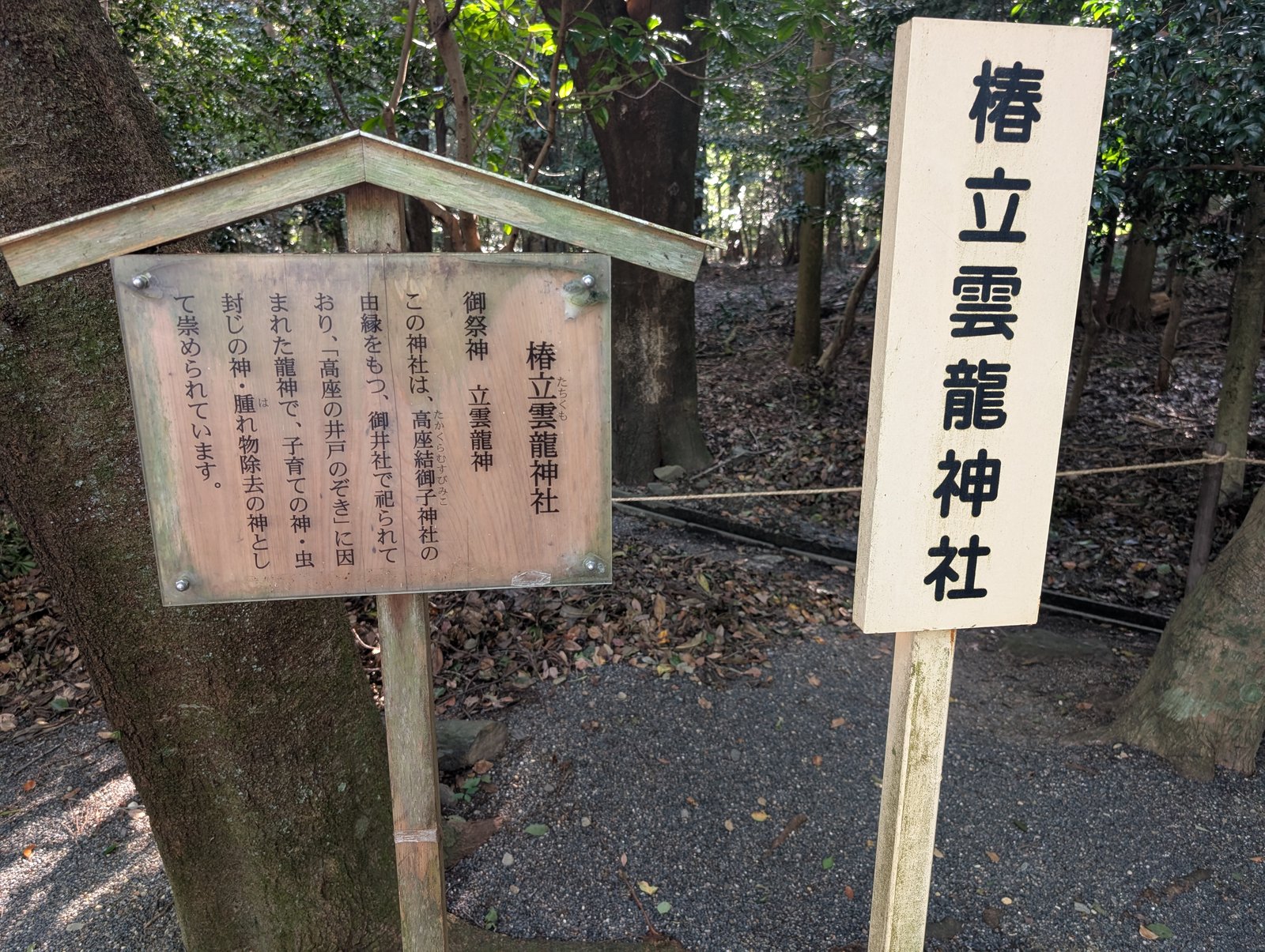 椿立雲龍神社の木札と説明板