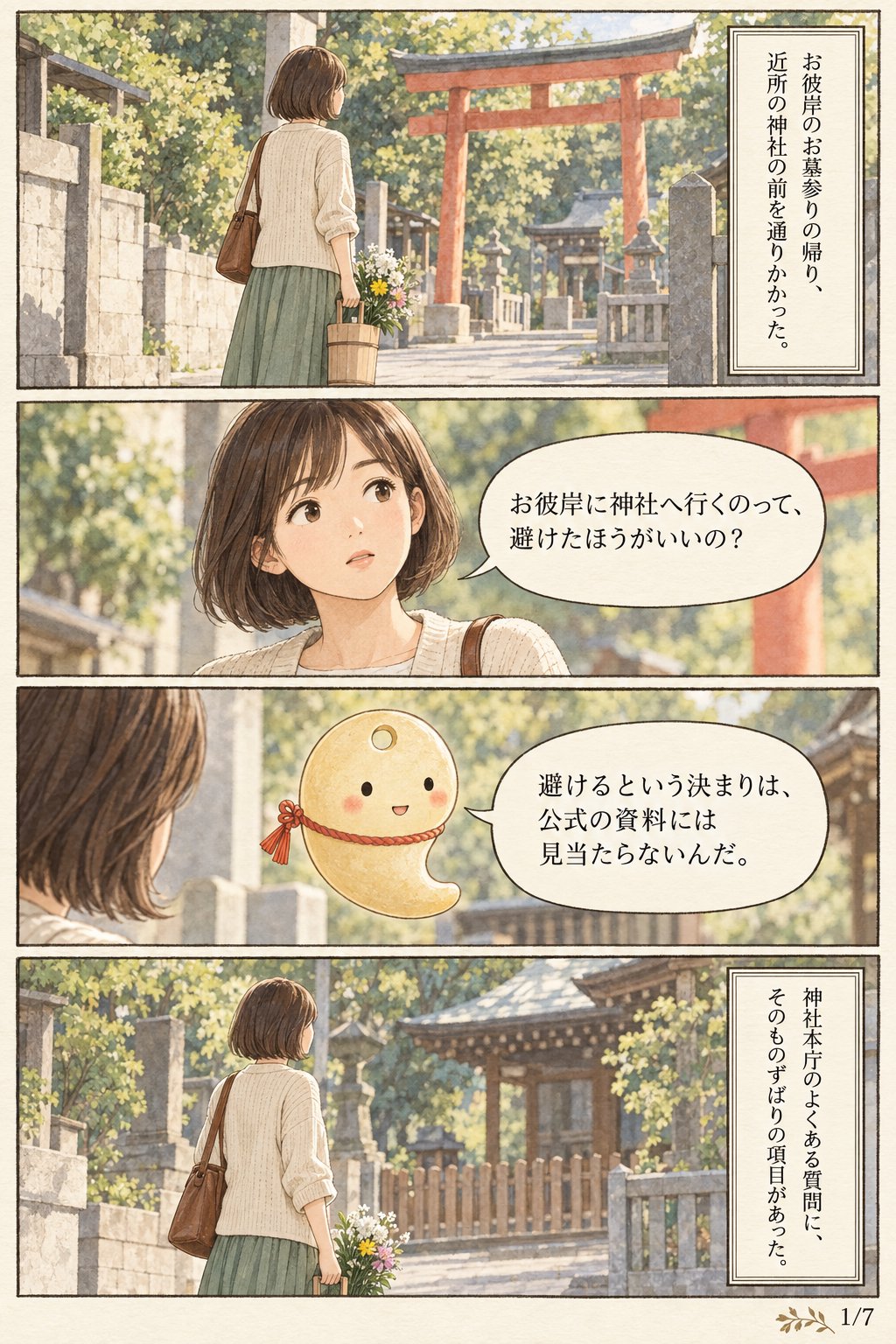 お彼岸に神社へ行ってはいけない？ — 結論、参拝して大丈夫です まんが解説 1ページ目