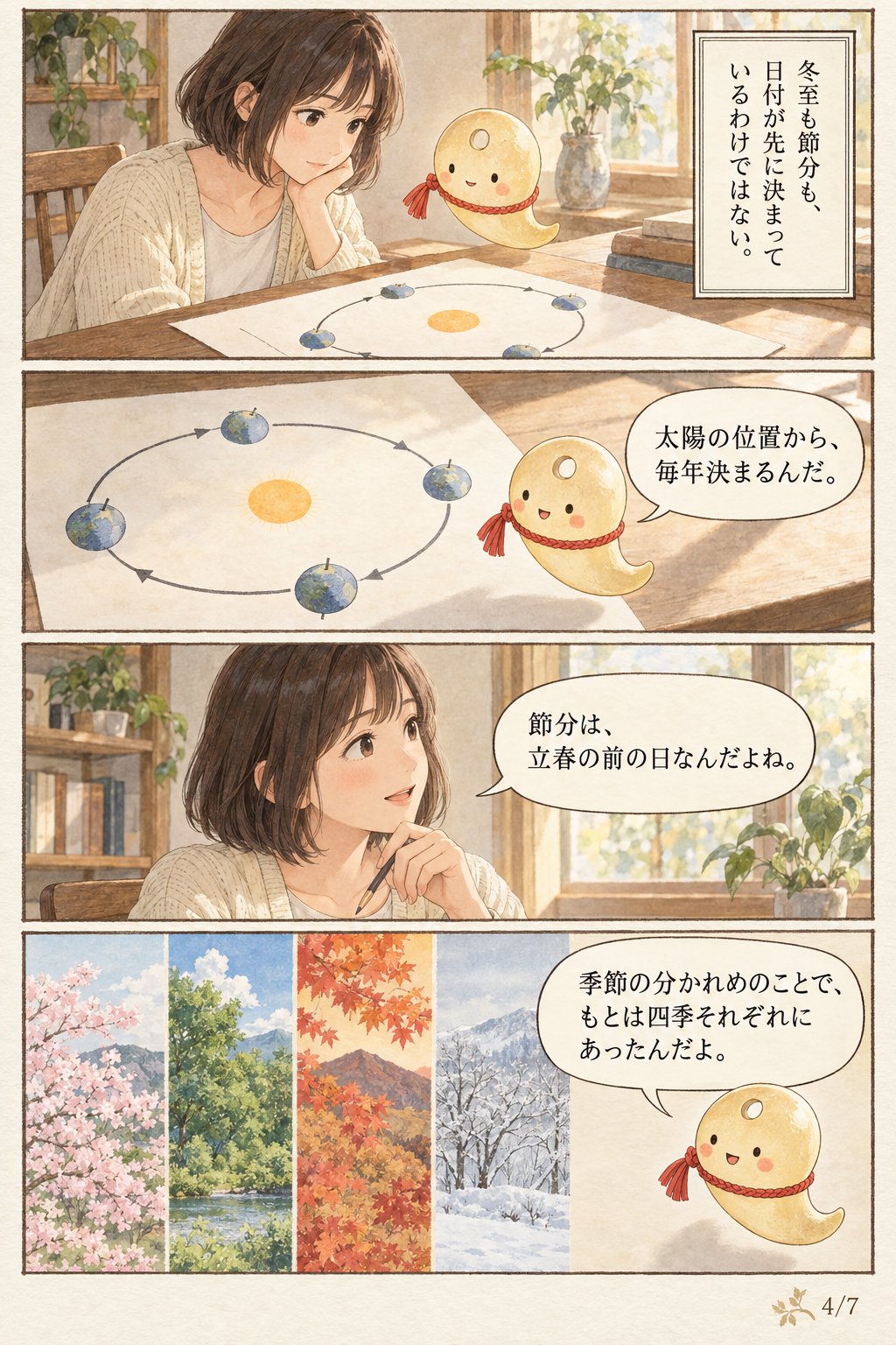 一陽来復とは — 冬至に陽が兆す言葉と、穴八幡宮のお守りのまつり方 まんが解説 4ページ目
