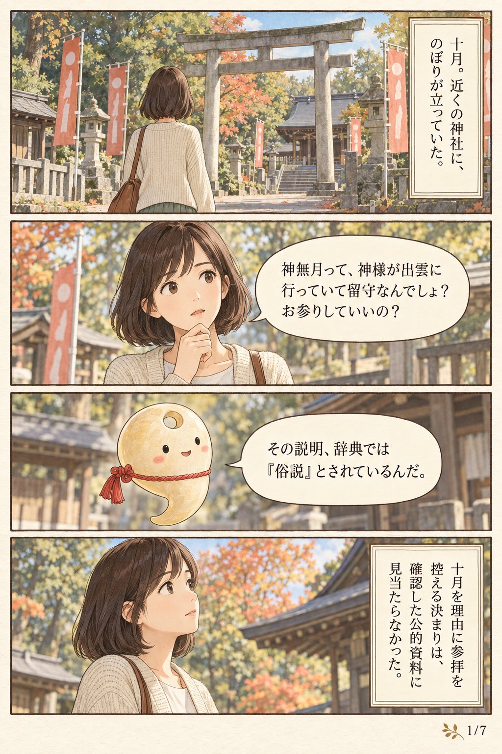 神無月とは — 神々が出雲へ行く10月に、神社へ行ってもいいのか まんが解説 1ページ目