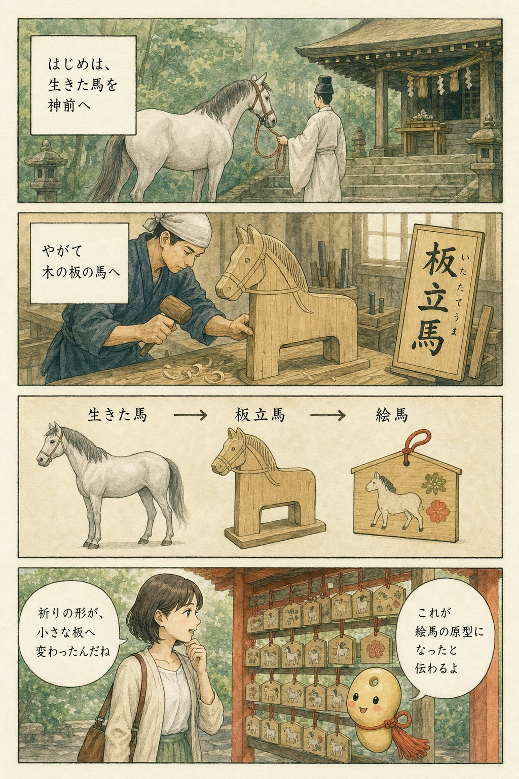 貴船神社は絵馬発祥の地と伝わる — 水の神に馬を捧げた雨乞いの話 まんが解説 4ページ目
