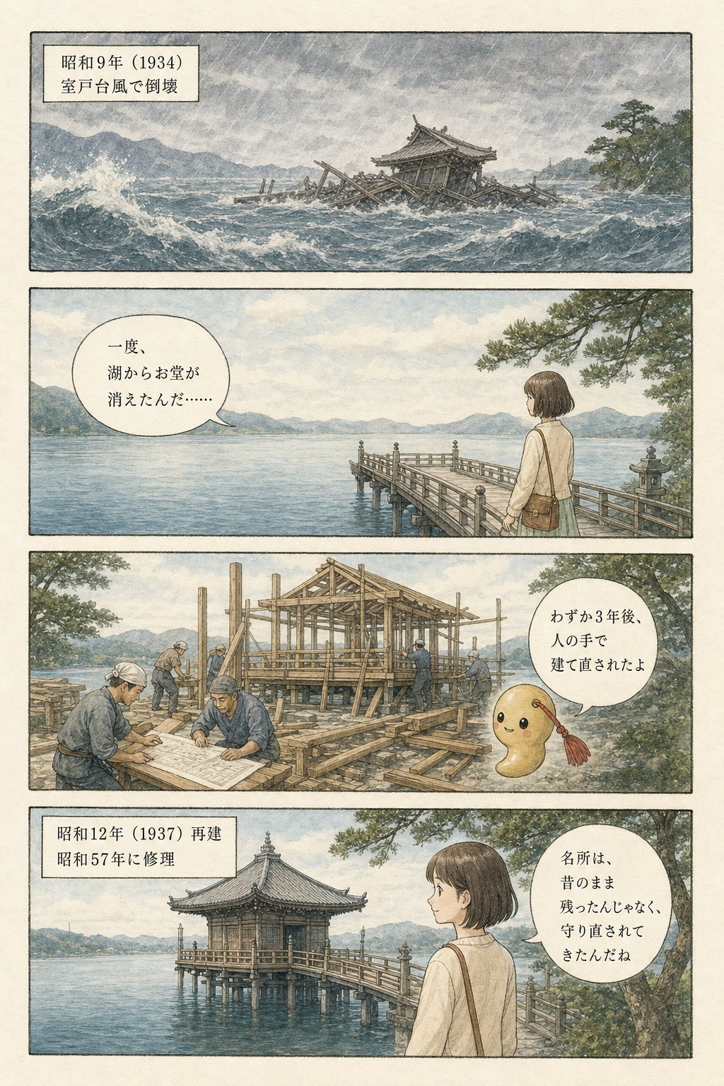 琵琶湖に浮かぶ浮御堂｜芭蕉が月を詠んだ満月寺と千体仏の伝承 まんが解説 5ページ目