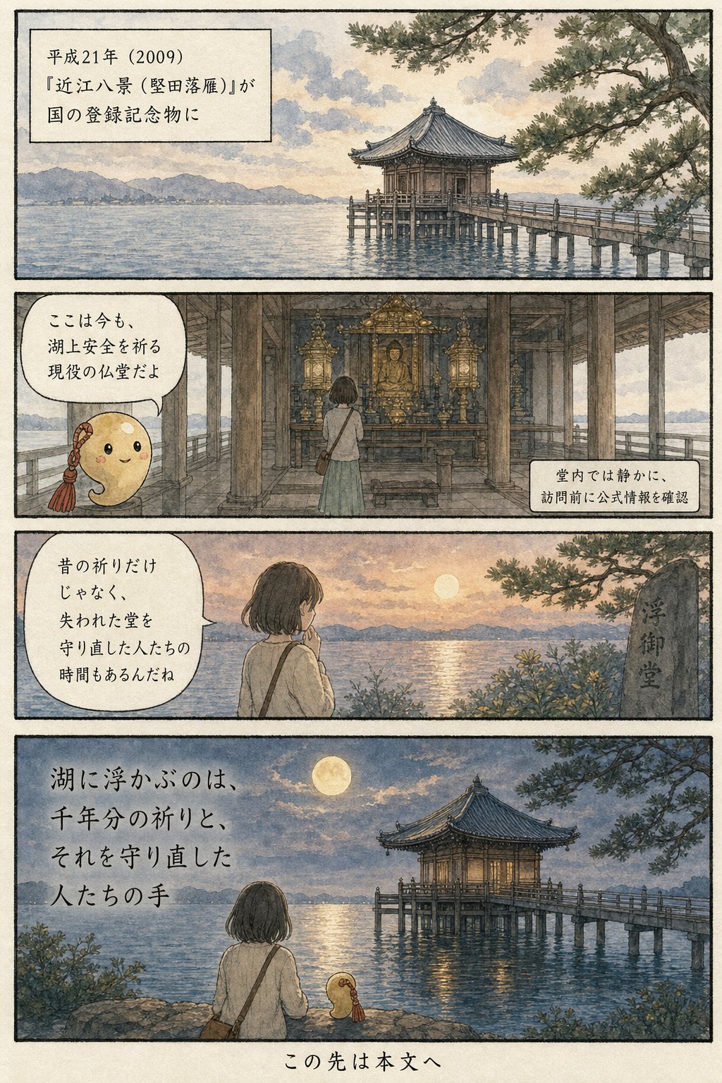 琵琶湖に浮かぶ浮御堂｜芭蕉が月を詠んだ満月寺と千体仏の伝承 まんが解説 6ページ目