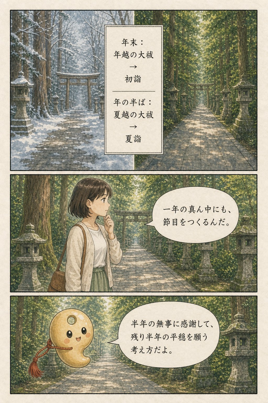 夏詣、実は2014年生まれです — 初詣の「もう半分」の話 まんが解説 2ページ目