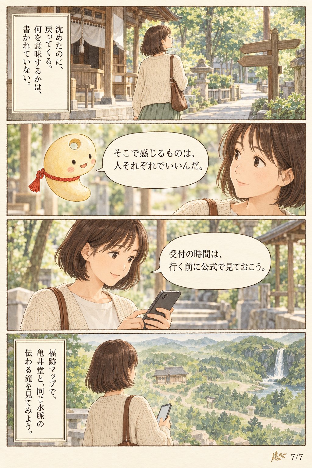 経木を水に沈めると、浮かんでくる — 四天王寺 亀井堂 まんが解説 7ページ目