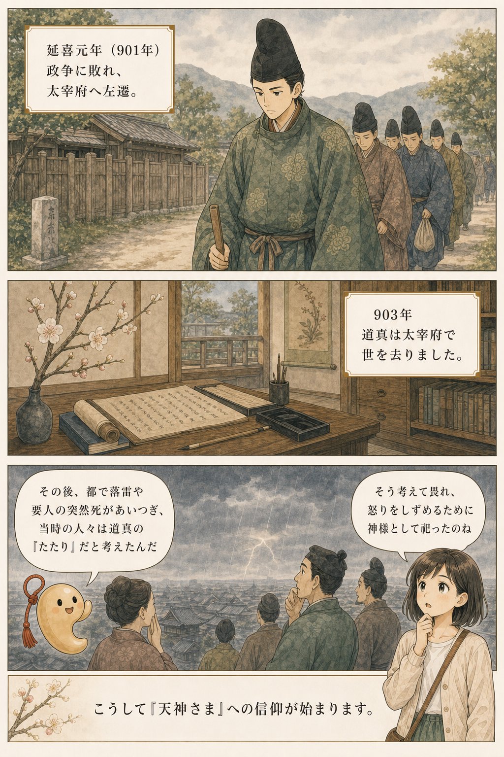 天神様はなぜ学問の神なのか — 菅原道真と天満宮の由来 まんが解説 3ページ目
