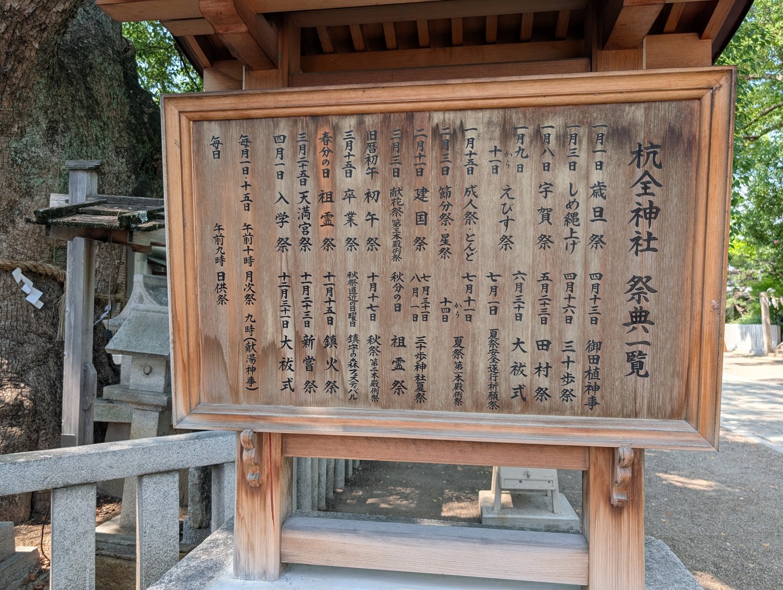 境内に掲げられた祭典一覧