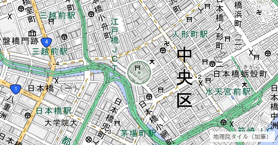 小網神社(強運厄除・東京銭洗い弁天)の位置を示す地図