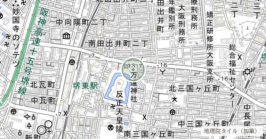 方違神社（方災除けの信仰）の位置を示す地図