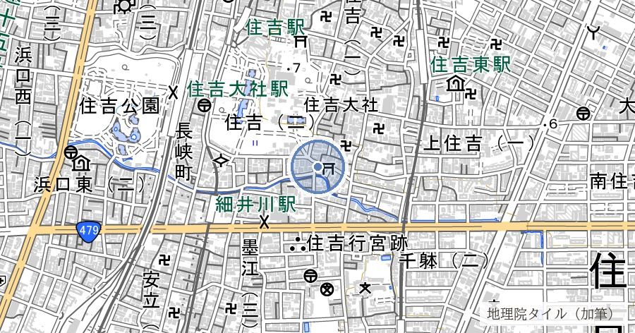 浅澤社（住吉の弁天さん・初辰まいり三番目）の位置を示す地図