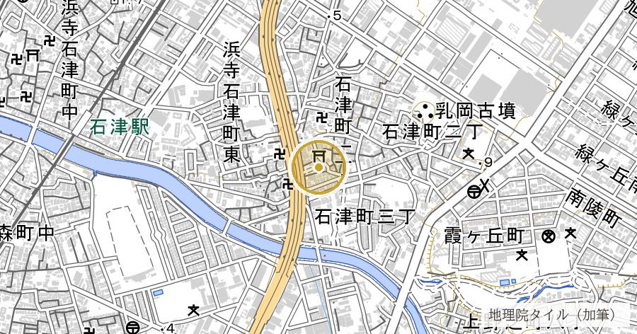 石津神社(いしづじんじゃ)の位置を示す地図