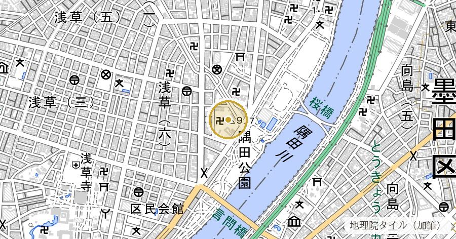 待乳山聖天(本龍院)の位置を示す地図