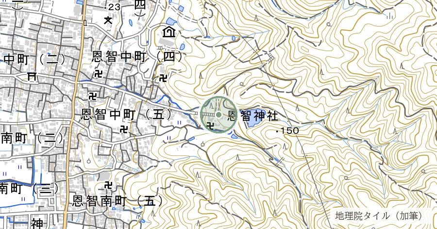 恩智神社(おんぢじんじゃ)の位置を示す地図