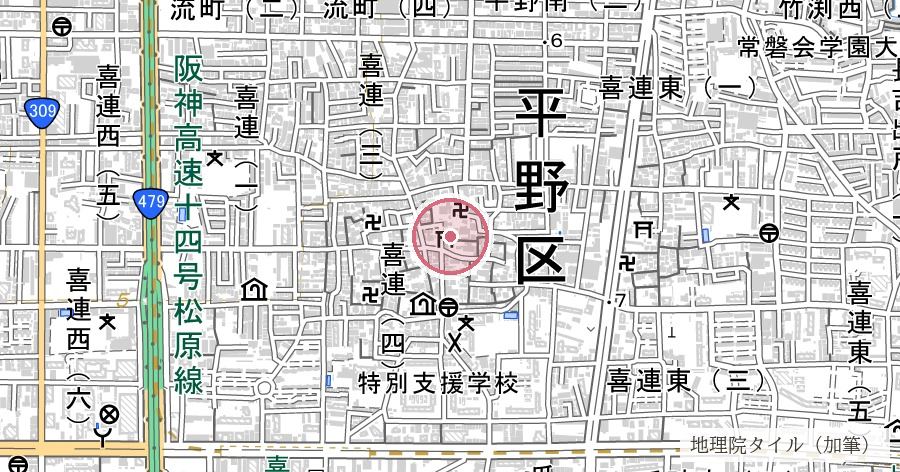 式内楯原神社(しきないたてはらじんじゃ)の位置を示す地図