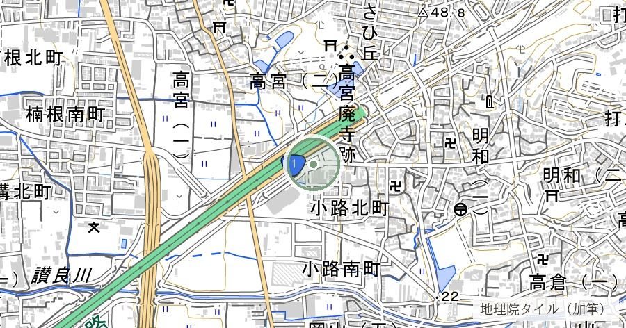 高宮神社(たかみやじんじゃ)の位置を示す地図