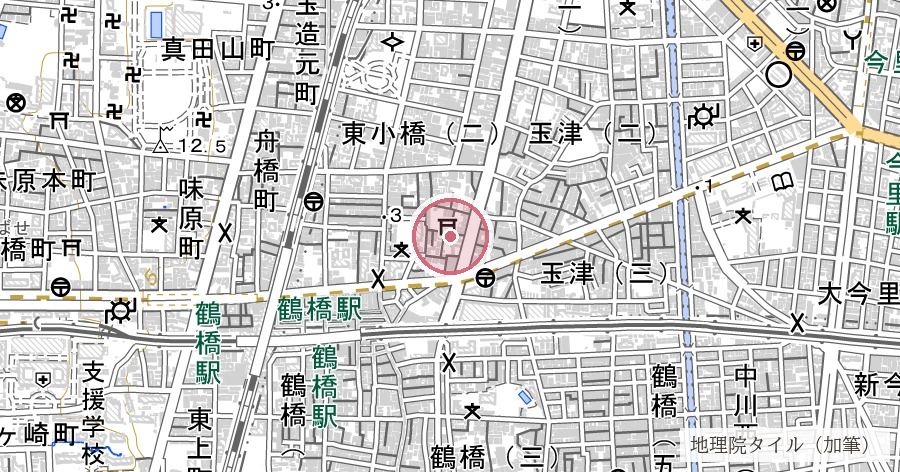 比賣許曽神社(ひめこそじんじゃ)の位置を示す地図