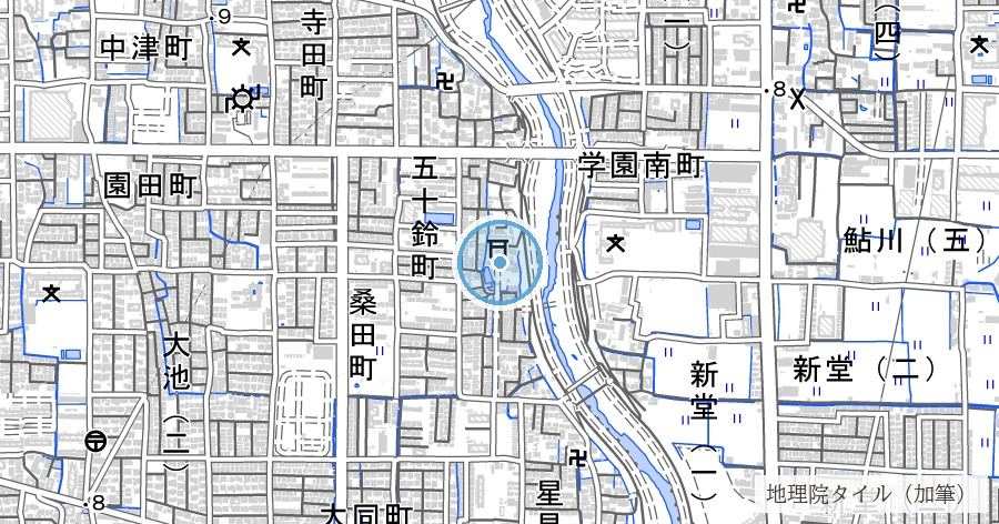 溝咋神社(みぞくいじんじゃ)の位置を示す地図