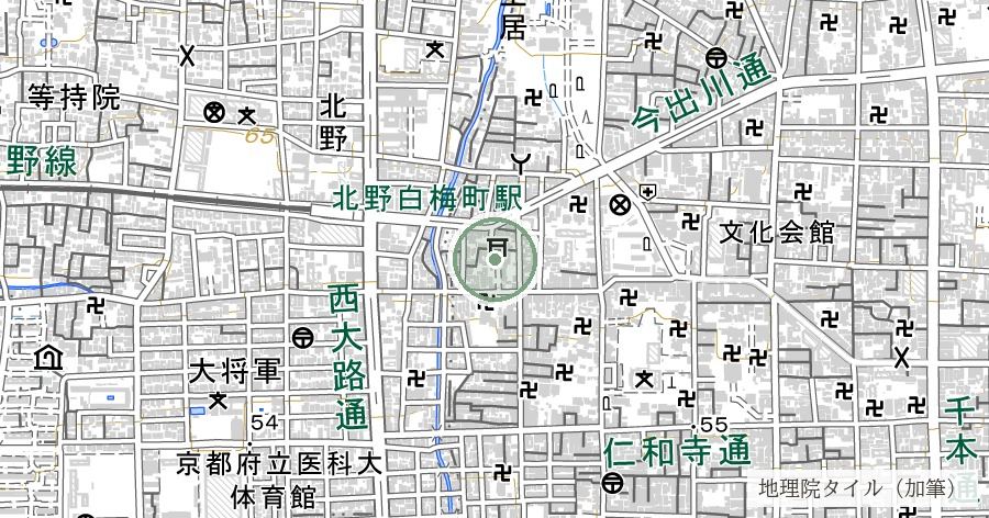 大将軍八神社(方位守護の社)の位置を示す地図