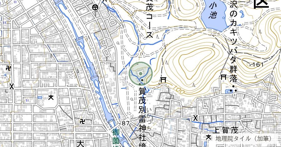 賀茂別雷神社(上賀茂神社)の位置を示す地図