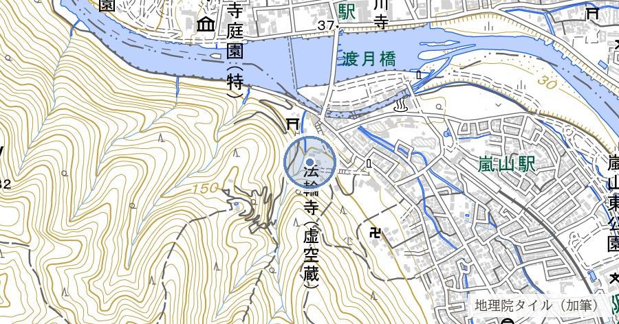 虚空蔵法輪寺(嵯峨の虚空蔵さん)の位置を示す地図
