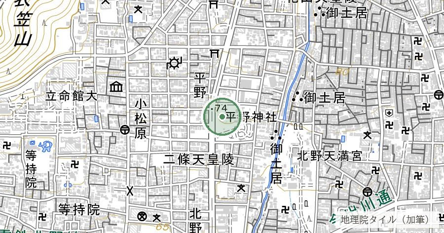 平野神社(ひらのじんじゃ)の位置を示す地図