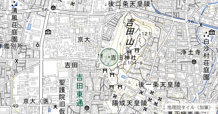吉田神社(よしだじんじゃ)の位置を示す地図