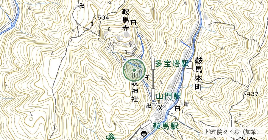 由岐神社の大杉(大杉さん)の位置を示す地図