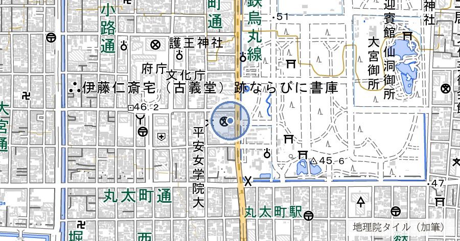 菅原院天満宮神社（烏丸の天神さん）の位置を示す地図