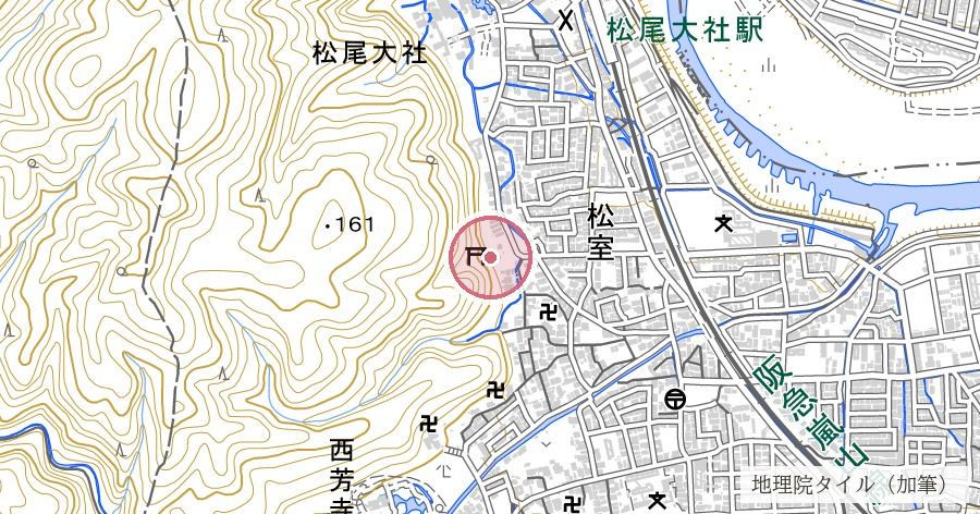 月読神社(松尾大社摂社)の位置を示す地図