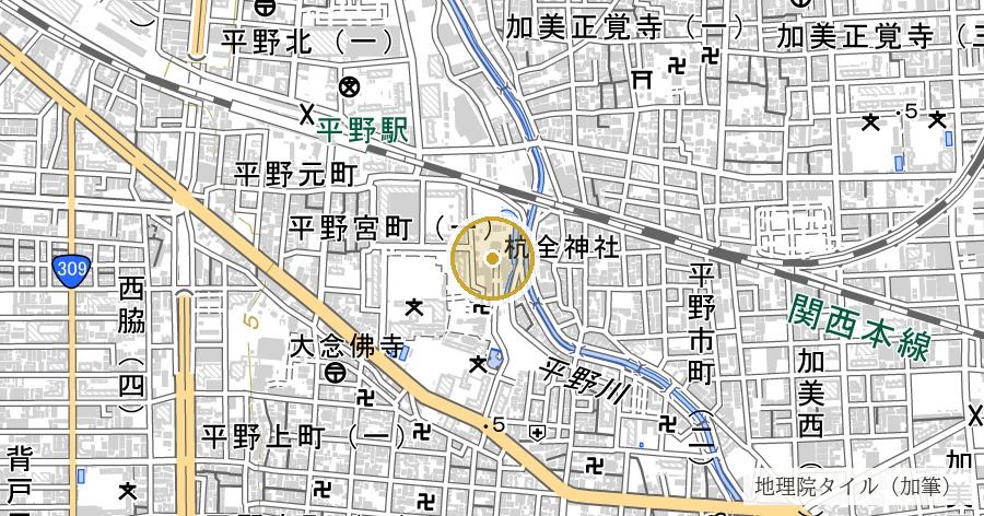 杭全神社(くまたじんじゃ・本社)の位置を示す地図