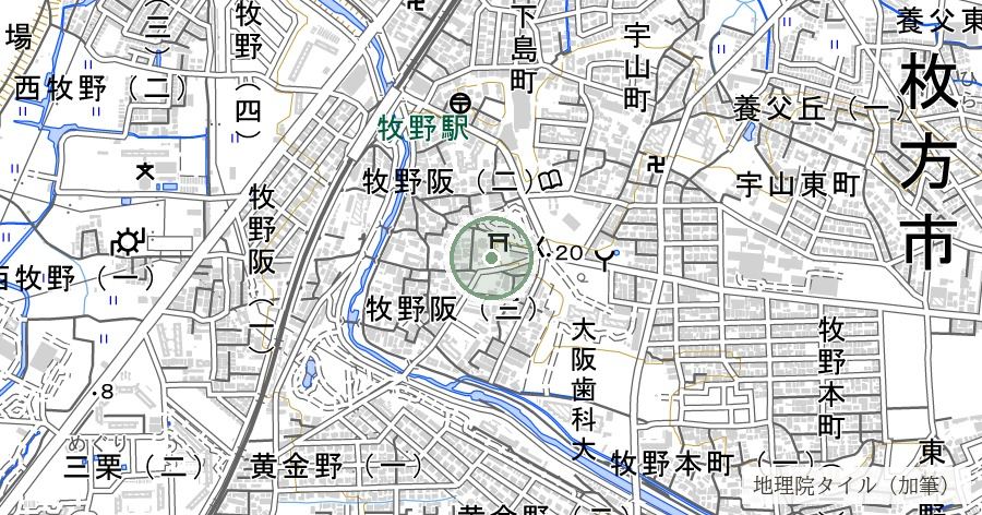 片埜神社（方位・鬼門除けの信仰）の位置を示す地図
