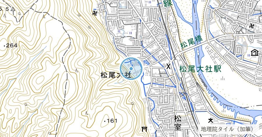 松尾大社 亀の井（日本第一酒造神の霊泉）の位置を示す地図