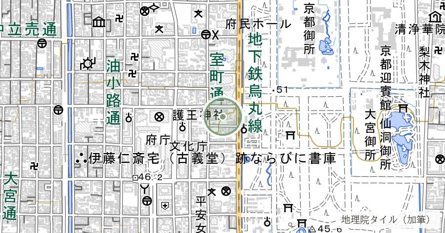 護王神社（足腰守護・いのしし神社）の位置を示す地図