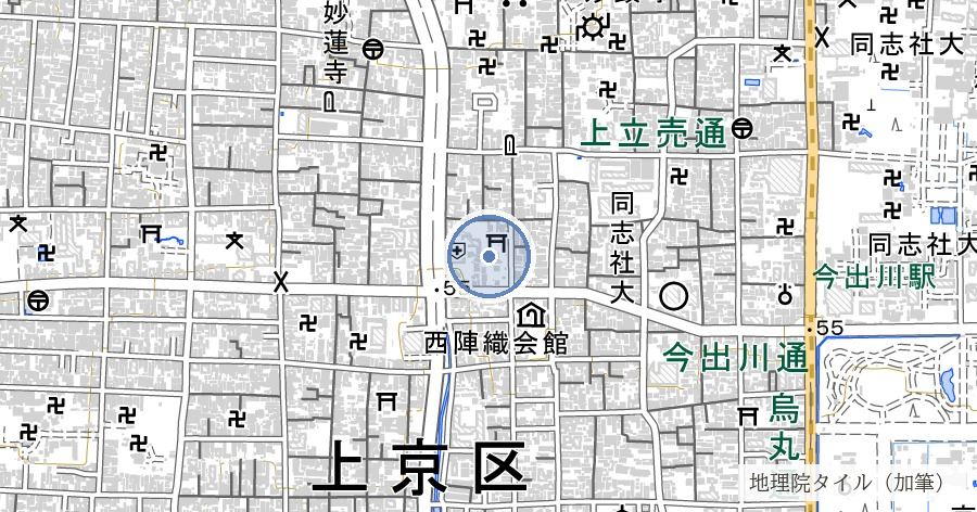 白峯神宮（まりの神様・精大明神）の位置を示す地図