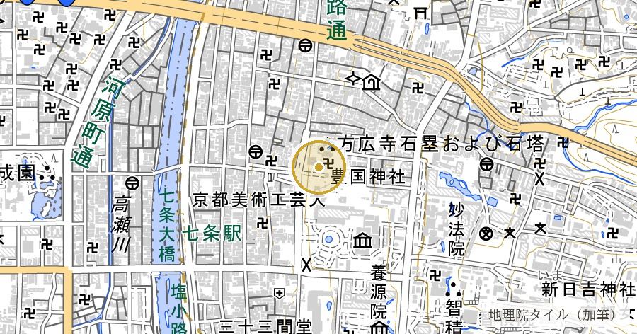 豊国神社（豊臣秀吉・出世開運）の位置を示す地図