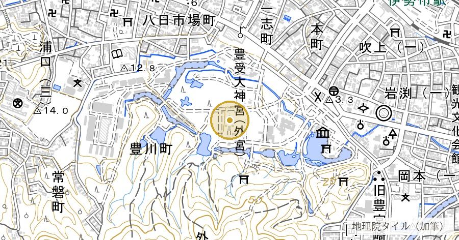 伊勢神宮 外宮（豊受大神宮）の位置を示す地図