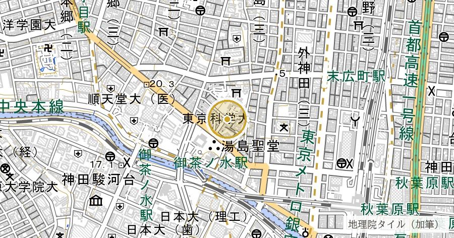 神田明神（神田神社）の位置を示す地図